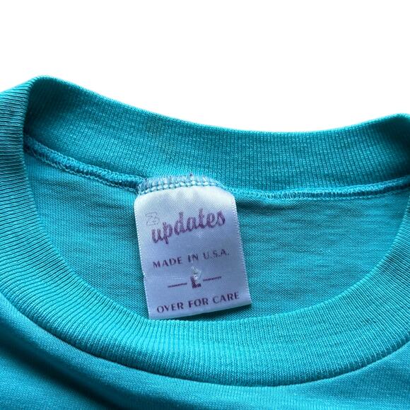 RARE Vintage 70's/80's Dad Graphic Blue SS Tee Size L GUC - Picture 8 of 12